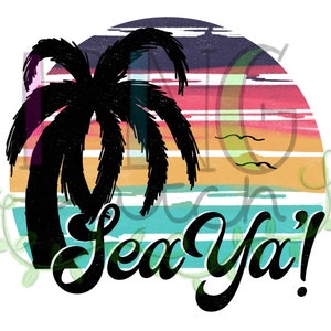 Design retrotrò Spiaggia con Palm Tree, Aloha, Beachy, Salty, Sea Ya, Vacay, PNG Digital Design, Beach Sublimation Design Scarica, Stampa e Taglia immagine 5