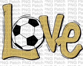 Fútbol, Amor de oro con balón de fútbol, Fútbol PNG Diseño Digital, Deportes Sublimación Diseño Descargar, Imprimir y Cortar, Descarga Digital