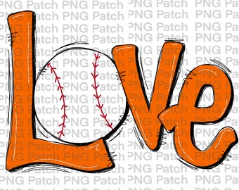 May include: Orange and black "Love" graphic with a baseball in the middle of the "O".
