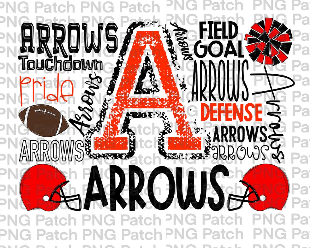 Nfl Arrows Arrows Football Typography, Red Black, Mascot PNG File, Team Digital ...