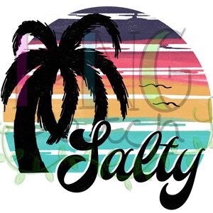 Design retrotrò Spiaggia con Palm Tree, Aloha, Beachy, Salty, Sea Ya, Vacay, PNG Digital Design, Beach Sublimation Design Scarica, Stampa e Taglia immagine 4
