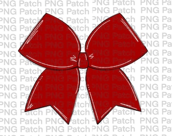 May include: A digitally drawn red bow with black outlines. The bow has a classic shape with two loops and two streamers. The bow is a solid, vibrant red color, and the design is simple and clean.