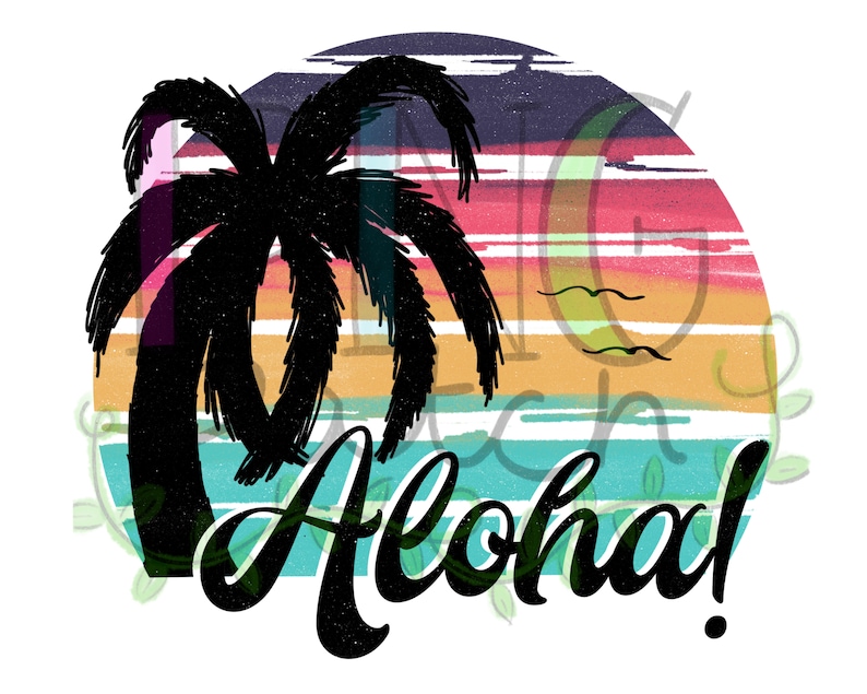 Design retrotrò Spiaggia con Palm Tree, Aloha, Beachy, Salty, Sea Ya, Vacay, PNG Digital Design, Beach Sublimation Design Scarica, Stampa e Taglia immagine 2