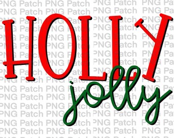 Holly Jolly Bright Colored Christmas PNG Printable Digital Download Clipart Sublimation Design