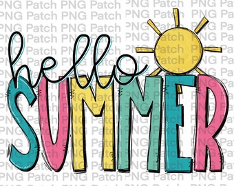 Hello Summer with Sun, Summer Vacation PNG Digital Design, Fun on the Water Sublimation Design Downloads, Print and Cut, Digital, Download