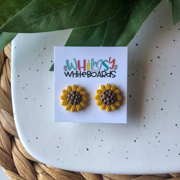 Sunflower Earrings; Sunflower Studs; Sunflower Dangles; Earrings; Sunflowers; Polymer Clay; Flower Earrings