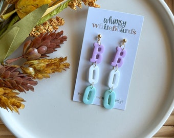 Pastel Boo Dangles; Cutesy Halloween; Pastel Halloween; Boo; Earrings; Dangle Earrings; Halloween Style; Ghost; Skulls; Floral; Polymer Clay