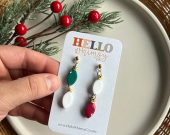 Christmas Light Dangles; Christmas Light Earrings; Polymer Clay Earrings; Jewelry; Lightweight Earrings; Holiday; Christmas; Gift; Winter