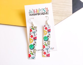 All The Classroom Things Leather Earrings; Bar Earrings; Faux Leather Earrings; Teacher Style; Teacher Gifts