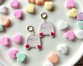 Heart on your Sleeve Vday Sweater Earrings; Heart; Polymer Clay; Vday; Valentine; Sweater; Earrings; Polymer Clay Jewelry; Holiday