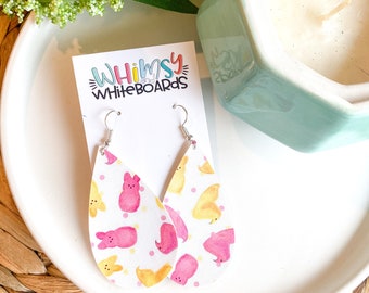 Did You Peep This? Faux Leather Earrings; Peep Earrings; Easter Earrings; Easter Bunny Earrings; Teacher Earrings Earrings; Teacher Gift