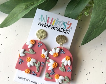Field of Flowers Earrings; Dangles; Daisies; Flowers; Polymer Clay; Earrings; Polymer Clay Earrinngs; Spring Style