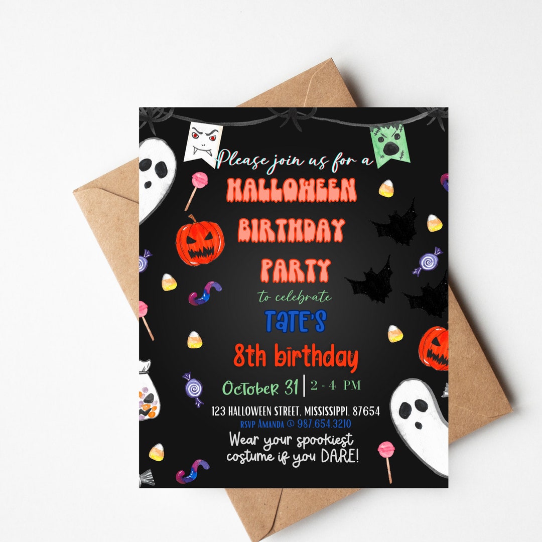 Instant Download | Printable Halloween Birthday Invite | Editable ...