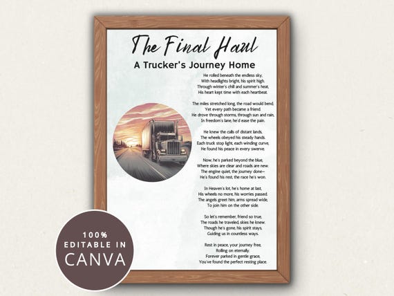 Truckers Poem Funeral Words