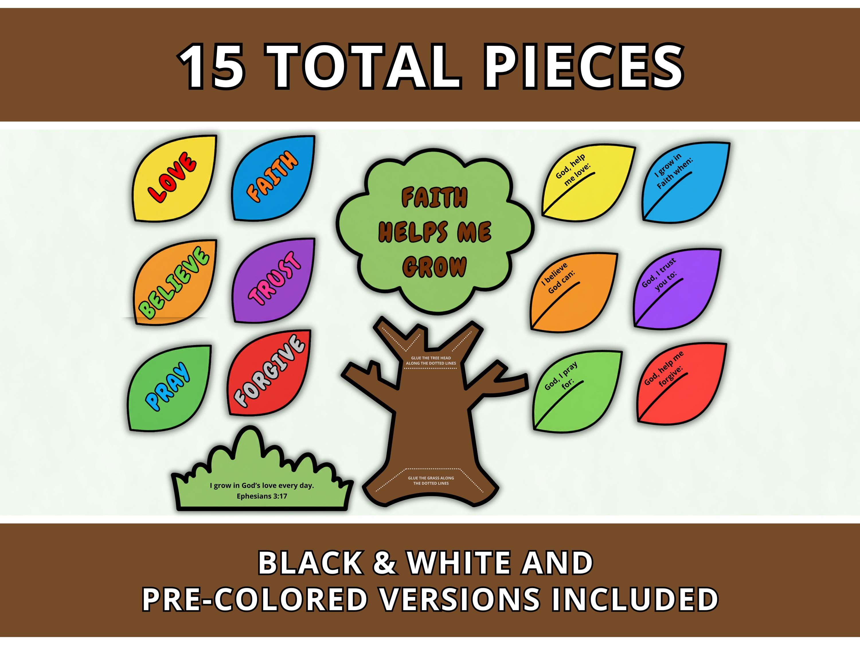 Multi Faith Tree Faith Tree Paper Coloring Christian Printable Kids Craft, Sunday School ...