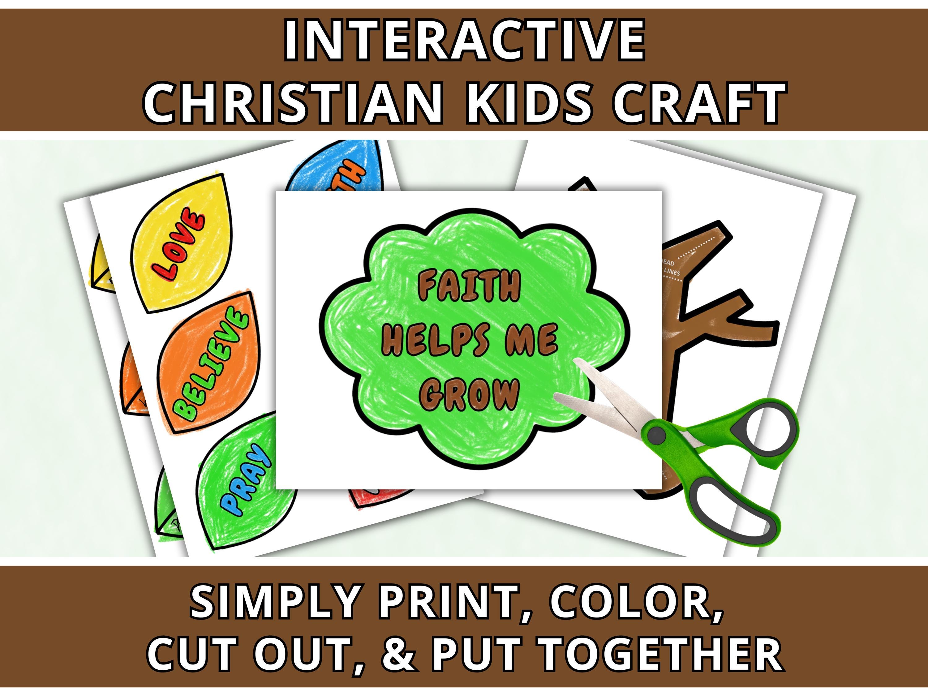 Faith Tree Paper Coloring Christian Printable Kids Craft, Sunday School ...