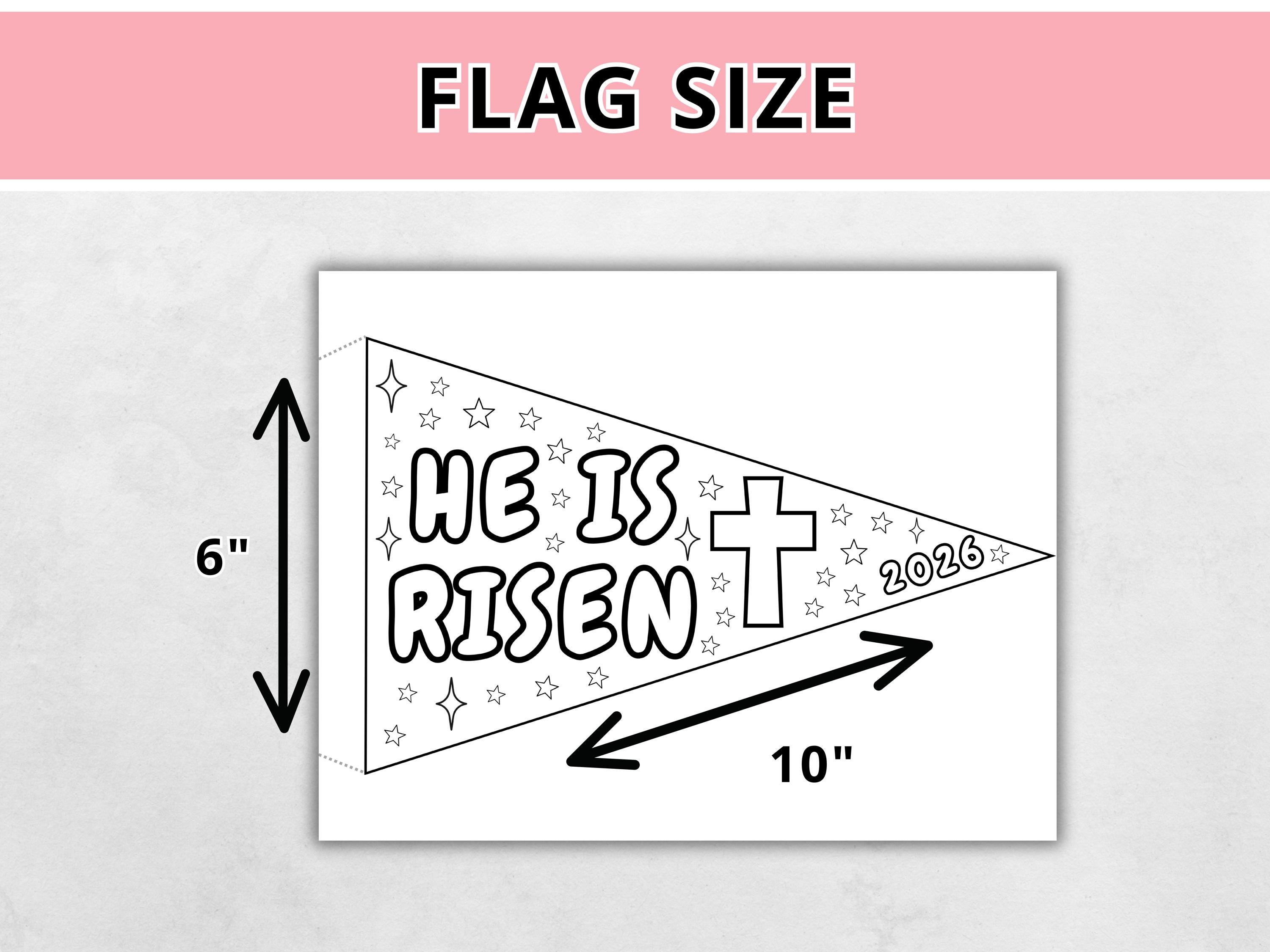 Printable Easter Bible Coloring Page and Flag, Christian Easter He is ...