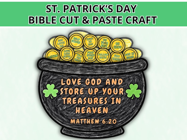 St Patricks Day Christian Kids Craft Printable, St Paddys Day Sunday ...