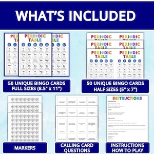 Science Periodic Table of Elements Bingo Game Printable, Middle School ...