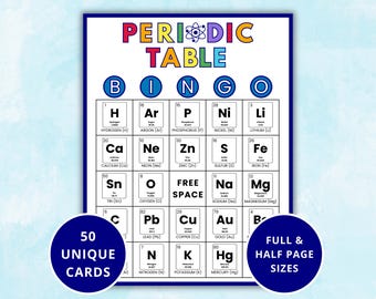 Science Periodic Table of Elements Bingo Game Printable, Middle School Kids Bingo Games to Play, Bingo Activities for Students in Classroom