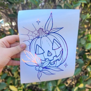 Pumpkin Decal, Halloween Stickers, Spooky Season, Laptop Decal, Car Decals, Jack O'Lantern Decal, Witchy Decal, Cute Spooky, Holographic