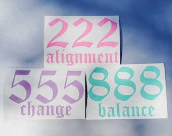 Angel Number Decal, Holographic Car Decal, Laptop Decal, Water Bottle Stickers, Positive Car Decal, Numerology, Repeating Numbers