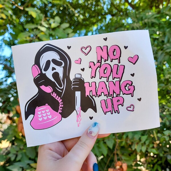 No You Hang Up Decal, Scream Sticker, Holographic Car Decal, Cute Spooky Stickers, Halloween Decal, Laptop Decal, Spooky, Water Bottle Decal