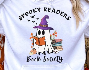 Spooky Reader PNG, Book Club PNG, Bookish Shirt, Halloween T-Shirt, Spooky, Trendy, Print On Demand, Sublimation Designs, Funny, Cute Ghost