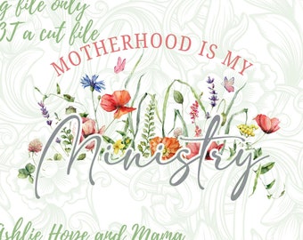 Moderskap är min tjänst PNG, mammaliv PNG, kristen, pilhöjande, dyrkan-tröja, kristen mamma PNG, sublimering, akvarell, blommor