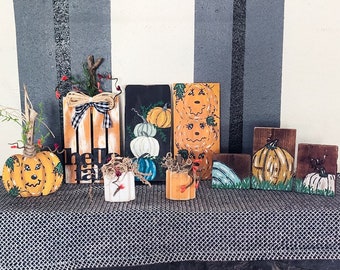 Fall Decor, Farmhouse, Hand Painted Wood Sign, Mini Farmhouse Signs, Fall Tiered Tray, Thanksgiving Centerpiece, Fall Entry Table, Pumpkins