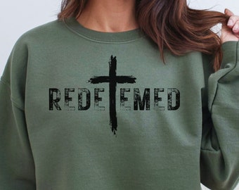 Redeemed PNG, Men's Christian PNG, Print On Demand, Trendy, Worship, Vintage, Bible Verse PNG, Christian Sublimation, Cross, Men's Shirt Png