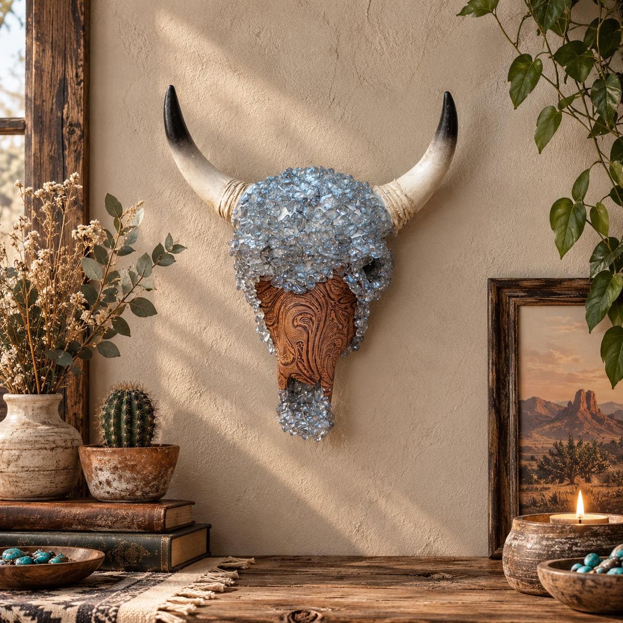Mosaic Cow Skulls - Etsy