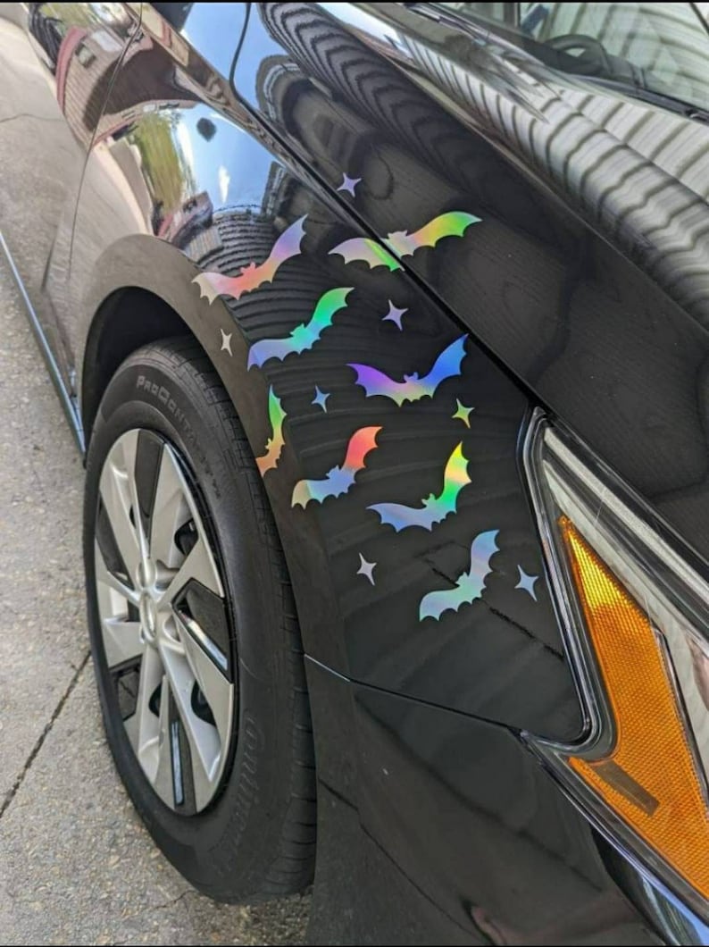Bat Car Decal Holographic Car Decal Cute Spooky Stickers Etsy