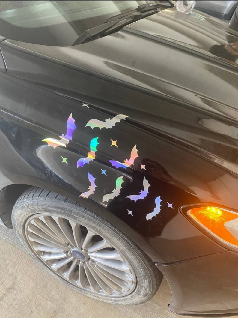 Bat Car Decal Holographic Car Decal Cute Spooky Stickers Etsy