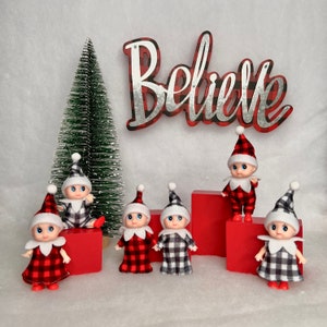 Elf Toddlers and Babies in Buffalo Plaid with Certificate