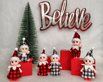 Elf Toddlers and Babies in Buffalo Plaid with Certificate