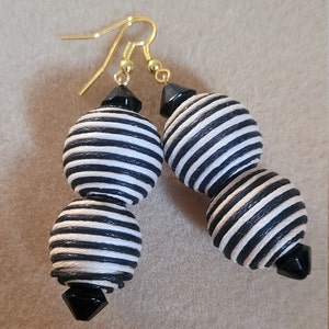 Black and White Ball Dangle Earrings