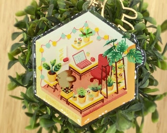 Plant Room Acrylic Charm Keychain | cute anime keychain double-board acrylic gifts for bunny lovers