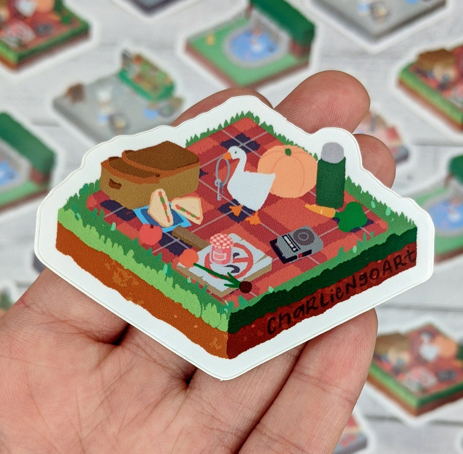 Untitled Goose Picnic Vinyl sticker Untitled Goose Game Etsy