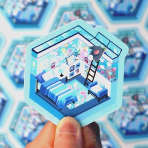 Aquarium Bun Home | Vinyl sticker cute home kawaii decal bunny laptop accessory