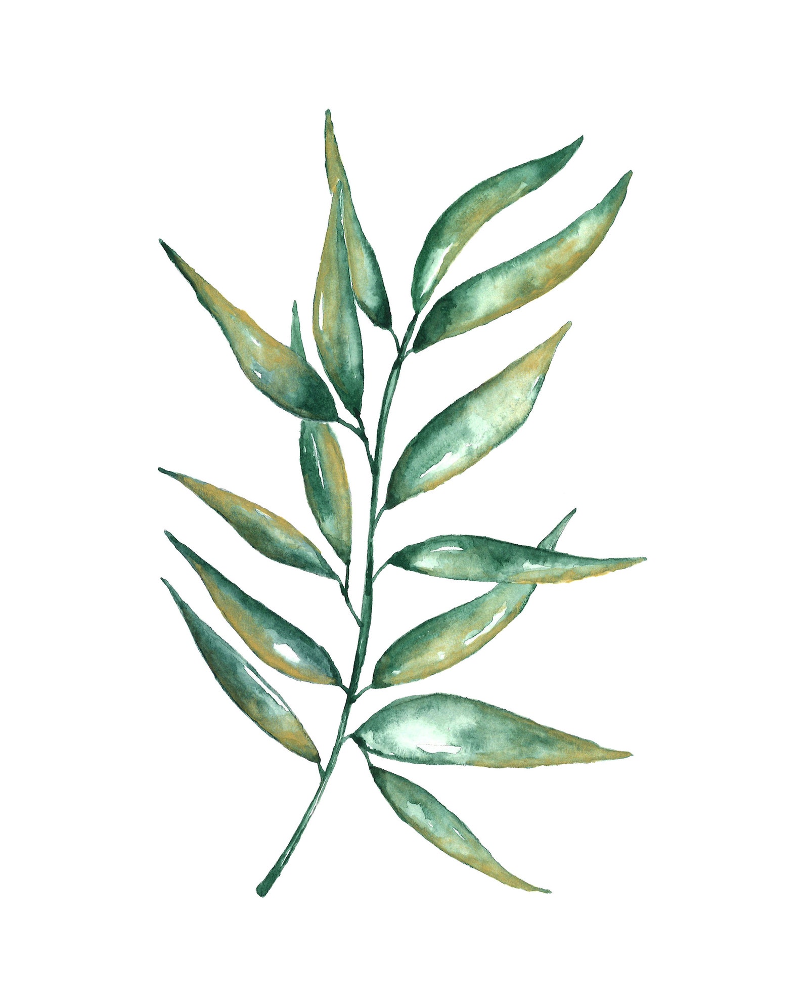 Green Plant Watercolor Print Greenery Painting Wall Art Etsy