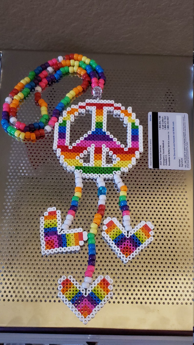 Peace Rainbow Perler Necklace