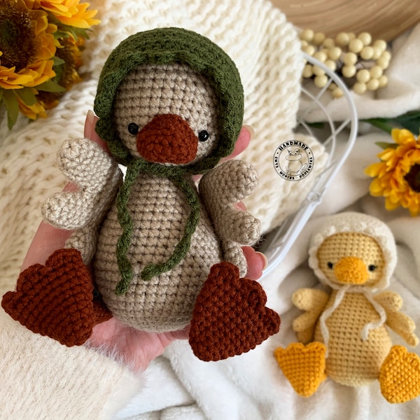 DUCK WITH BONNET Cute duckling Handmade crochet duck Amigurumi little duck Animal doll Animal toy Baby gift idea Duck plush toy Stuffed duck