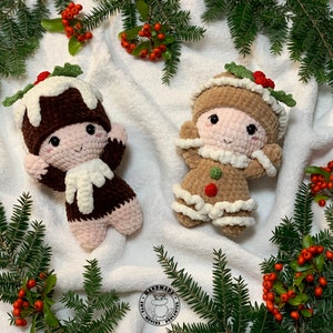 FIGGY & JOLLY Christmas pudding and Gingerbread dolls Christmas ornaments Christmas toys Baby first Christmas Squishy Christmas dolls Plush