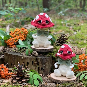 MUSHROOM SPRITE with charming look Elegant mushroom with big eyes and bow Fantasy mushrooms Gift for forest lover Little gift Mushroom lover