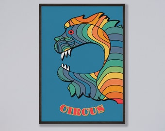 Circus Poster, Aesthetic Posters, Lion Prints, Retro Circus, Japanese Art Poster, Affiche