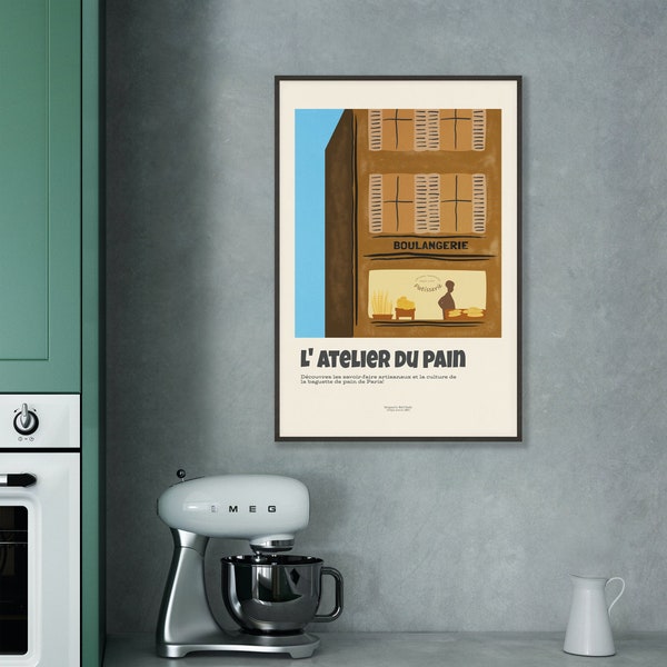 Boulangerie, French Signs, kitchen decor, seasonal food poster, mid century modern, homemade food