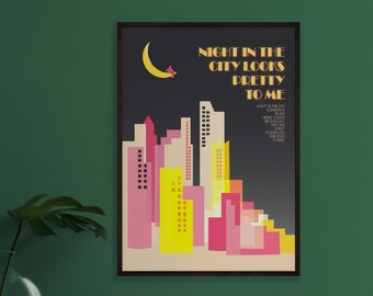 City Poster, Midcentury Modern, Album Cover Poster, Music Quotation, Retro Wall Decor