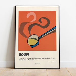 Soup Poster, Retro Kitchen Decor, Pop Art Print, Food Print, Mid Century Modern Art Poster,   Foodie Gift, Kitchen Art