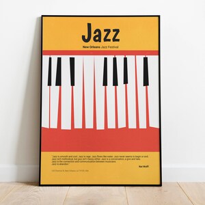 Jazz Festival Print, Music Print, Cartel de jazz, Cartel de jazz de Nueva Orleans, Piano de jazz, Mid Century Modern
